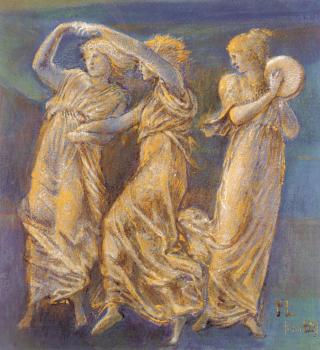 愛德華 科萊 伯恩 瓊斯 Three Female Figures Dancing And Playing